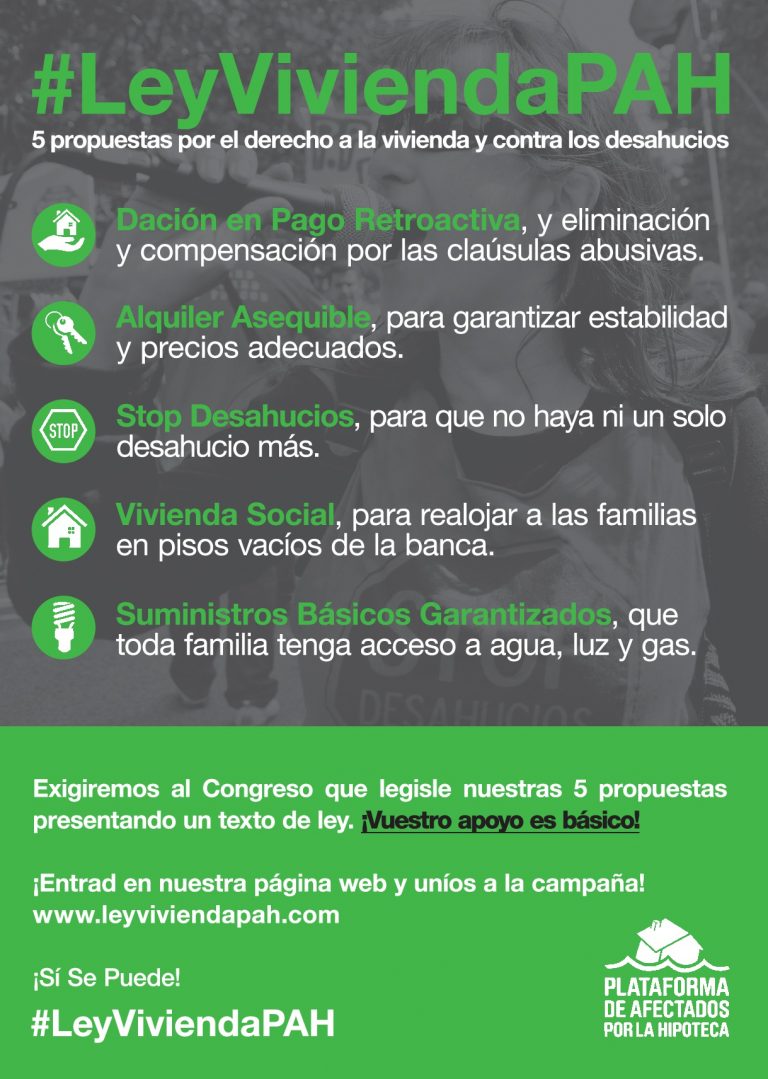CAMPAÑA DE ADHESIONES EN APOYO A LA LEY DE VIVIENDA DE LA PAH